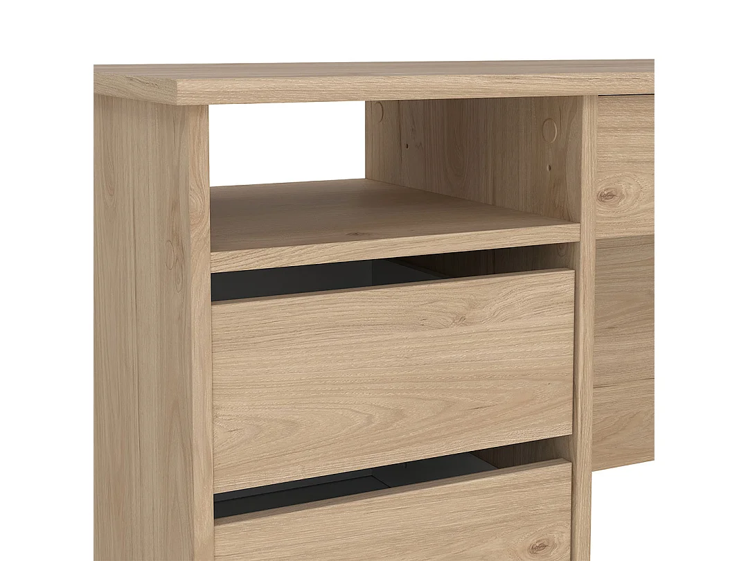 FunctionPlus Schreibtisch 1 Ablage, 4 Schubladen Eichen-Dekor.