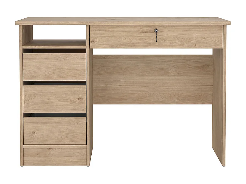 FunctionPlus Schreibtisch 1 Ablage, 4 Schubladen Eichen-Dekor.