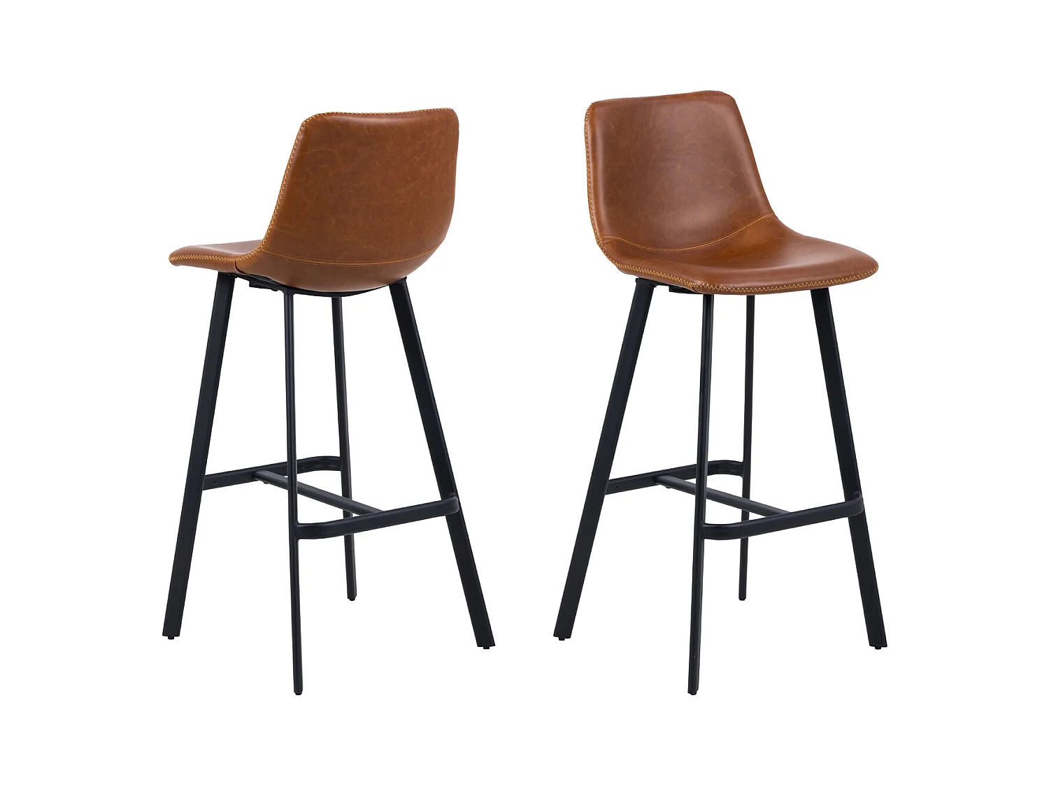 Oregon Tabouret de bar avec surpiqûres contrastées beige, marron, noir.