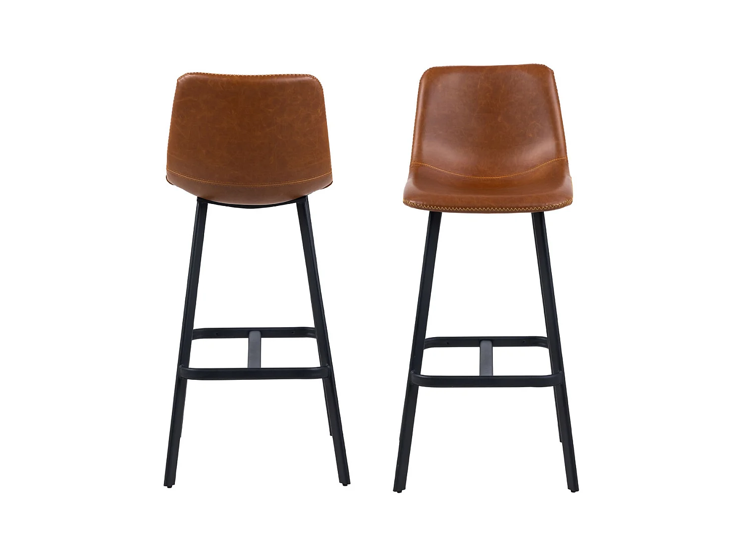 Oregon Tabouret de bar avec surpiqûres contrastées beige, marron, noir.