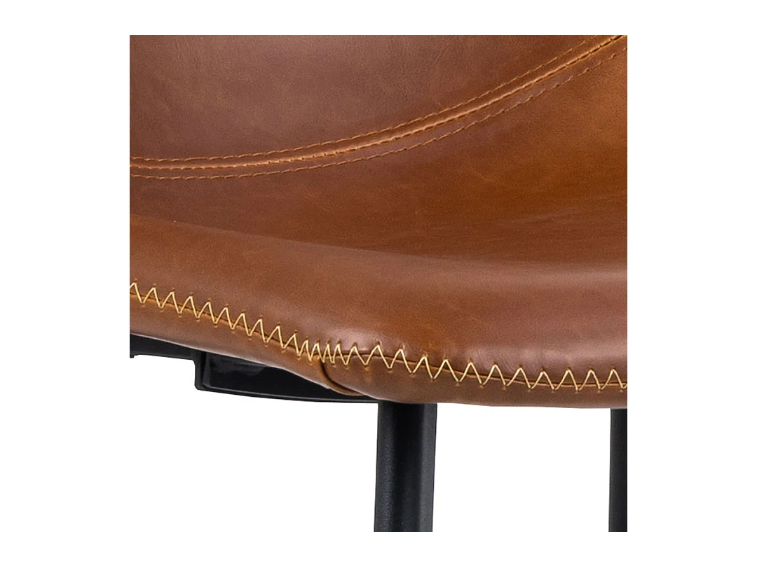 Oregon Tabouret de bar avec surpiqûres contrastées beige, marron, noir.