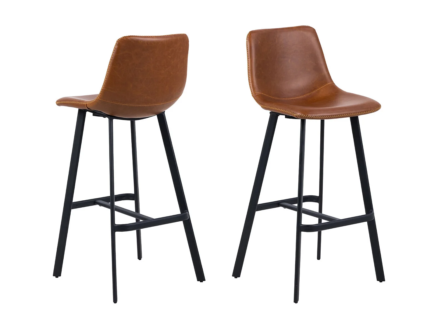 Oregon Tabouret de bar avec surpiqûres contrastées beige, marron, noir.