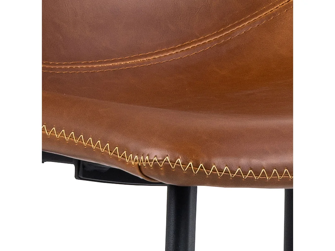 Oregon Tabouret de bar avec surpiqûres contrastées beige, marron, noir.