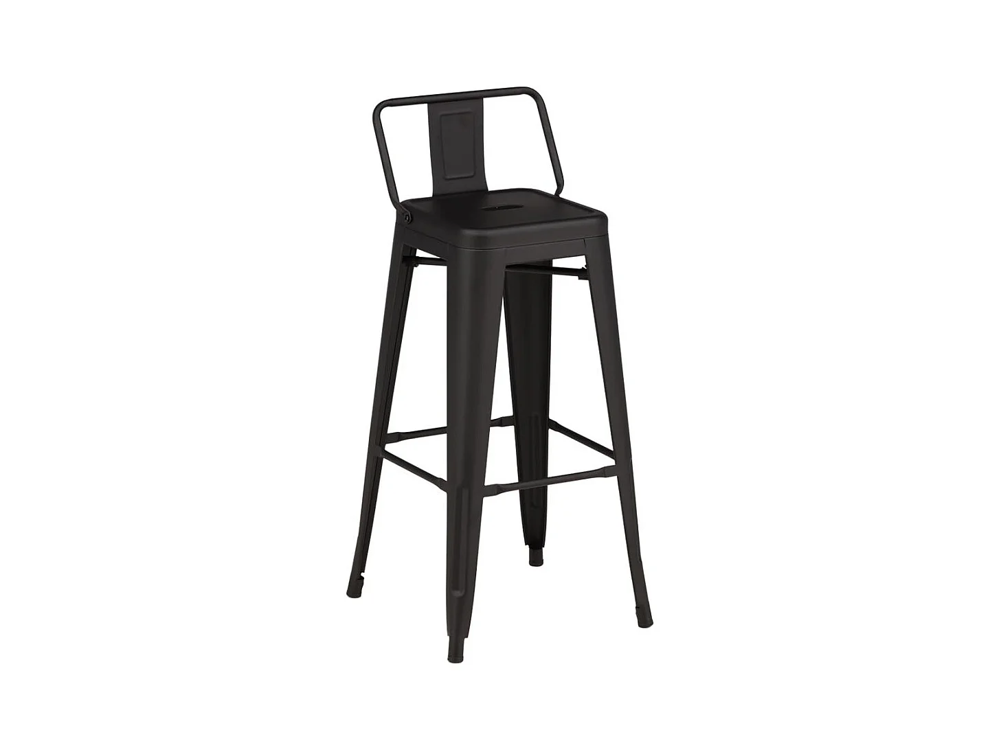 Tempe Flat tabouret de bar avec dossier, métal noir.