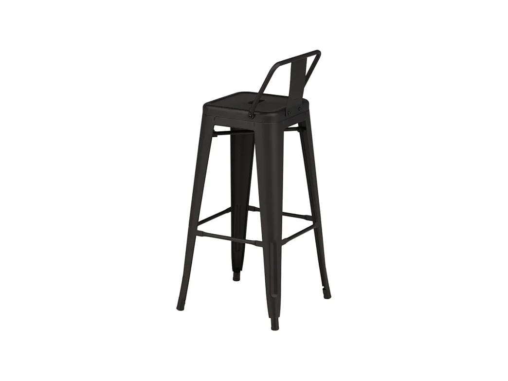 Tempe Flat tabouret de bar avec dossier, métal noir.