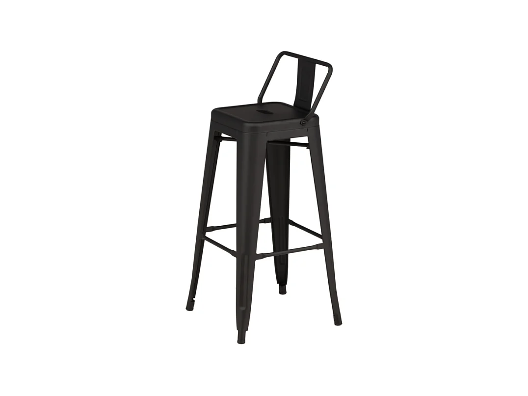 Tempe Flat tabouret de bar avec dossier, métal noir.