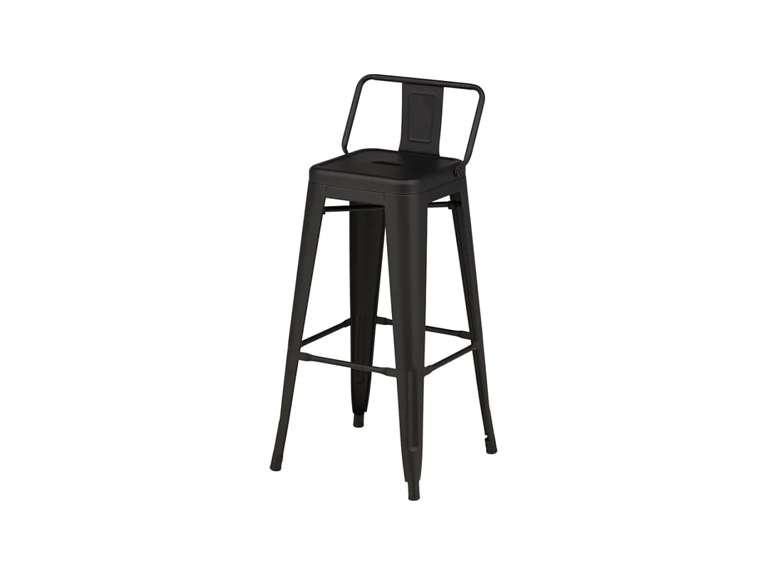 Tempe Flat tabouret de bar avec dossier, métal noir.
