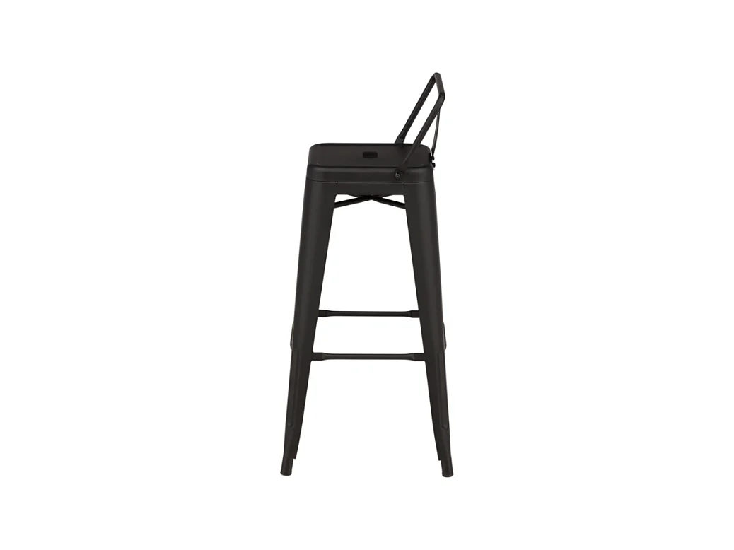 Tempe Flat tabouret de bar avec dossier, métal noir.