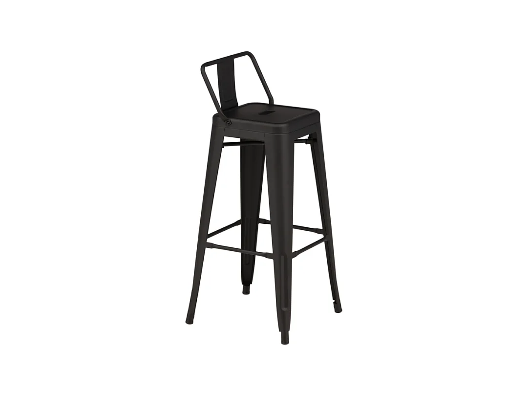Tempe Flat tabouret de bar avec dossier, métal noir.