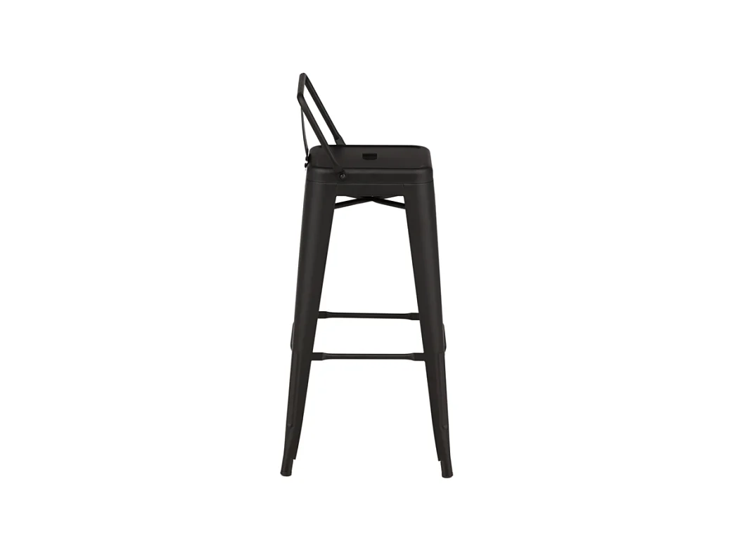 Tempe Flat tabouret de bar avec dossier, métal noir.