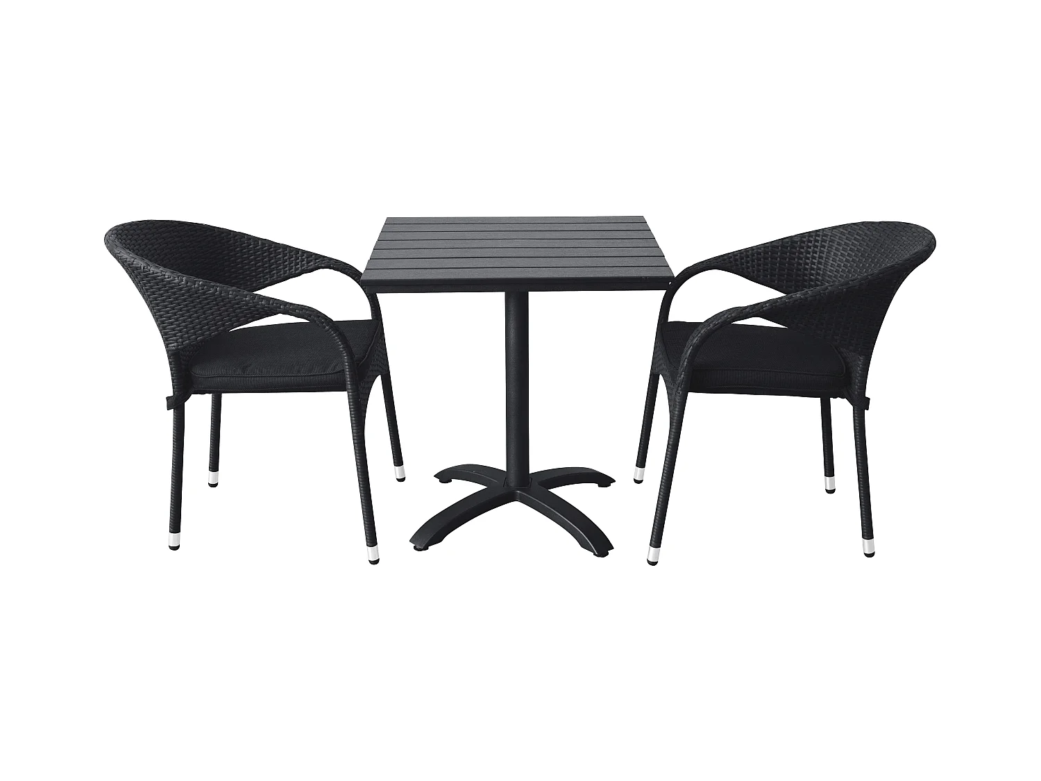 Allie Table basse pour balcon ou terrasse, Ø70 cm, noir/noir.