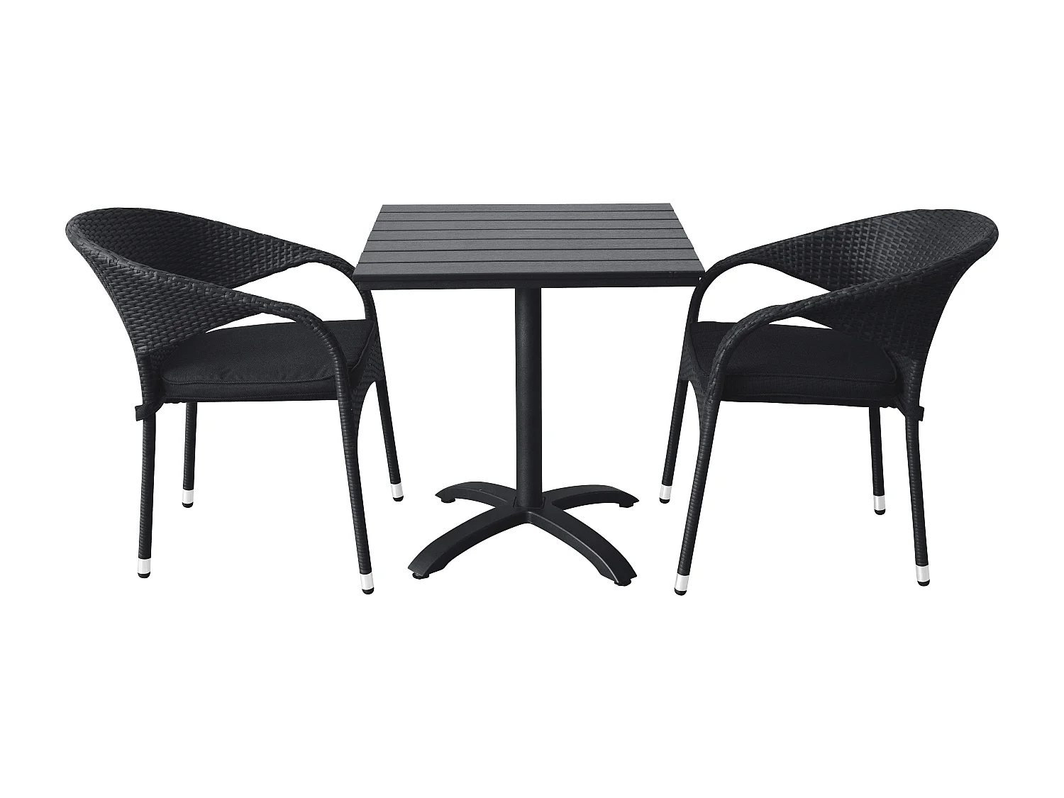 Allie Table basse pour balcon ou terrasse, Ø70 cm, noir/noir.