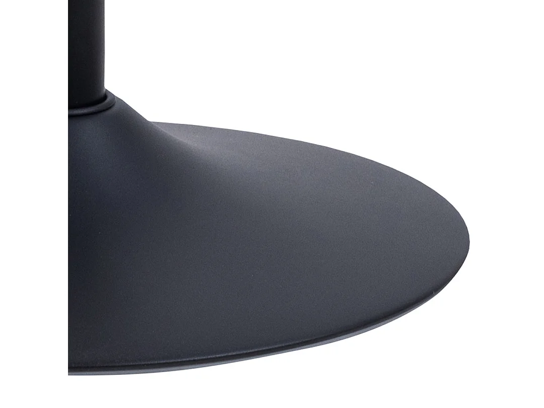 Taburete de bar Oregon con pie de trompeta, costuras en contraste beige, marrón, negro.