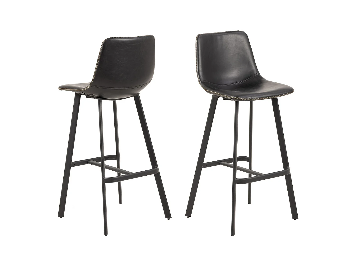Oregon Tabouret de bar avec coutures contrastées crème, noir.
