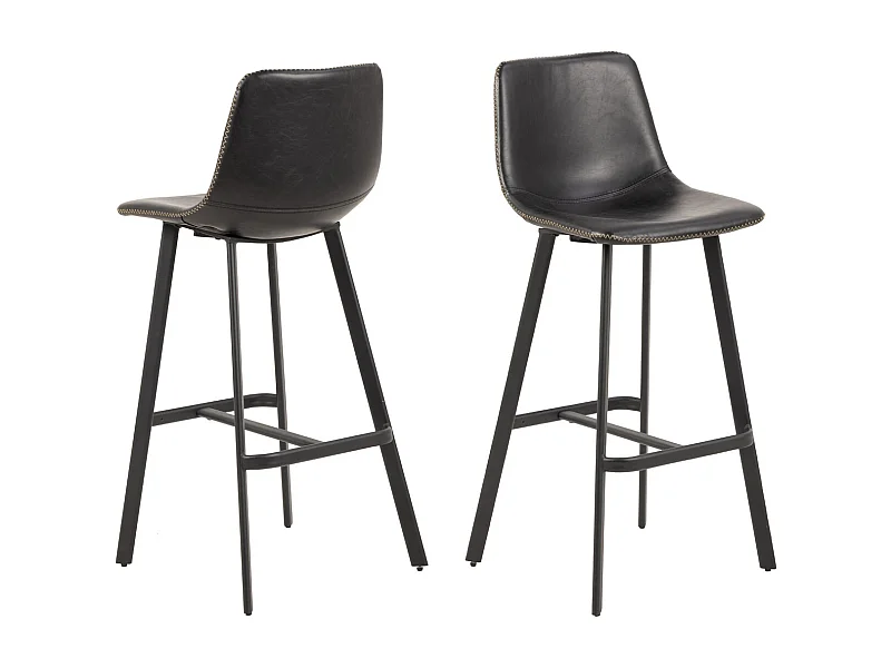 Oregon Tabouret de bar avec coutures contrastées crème, noir.