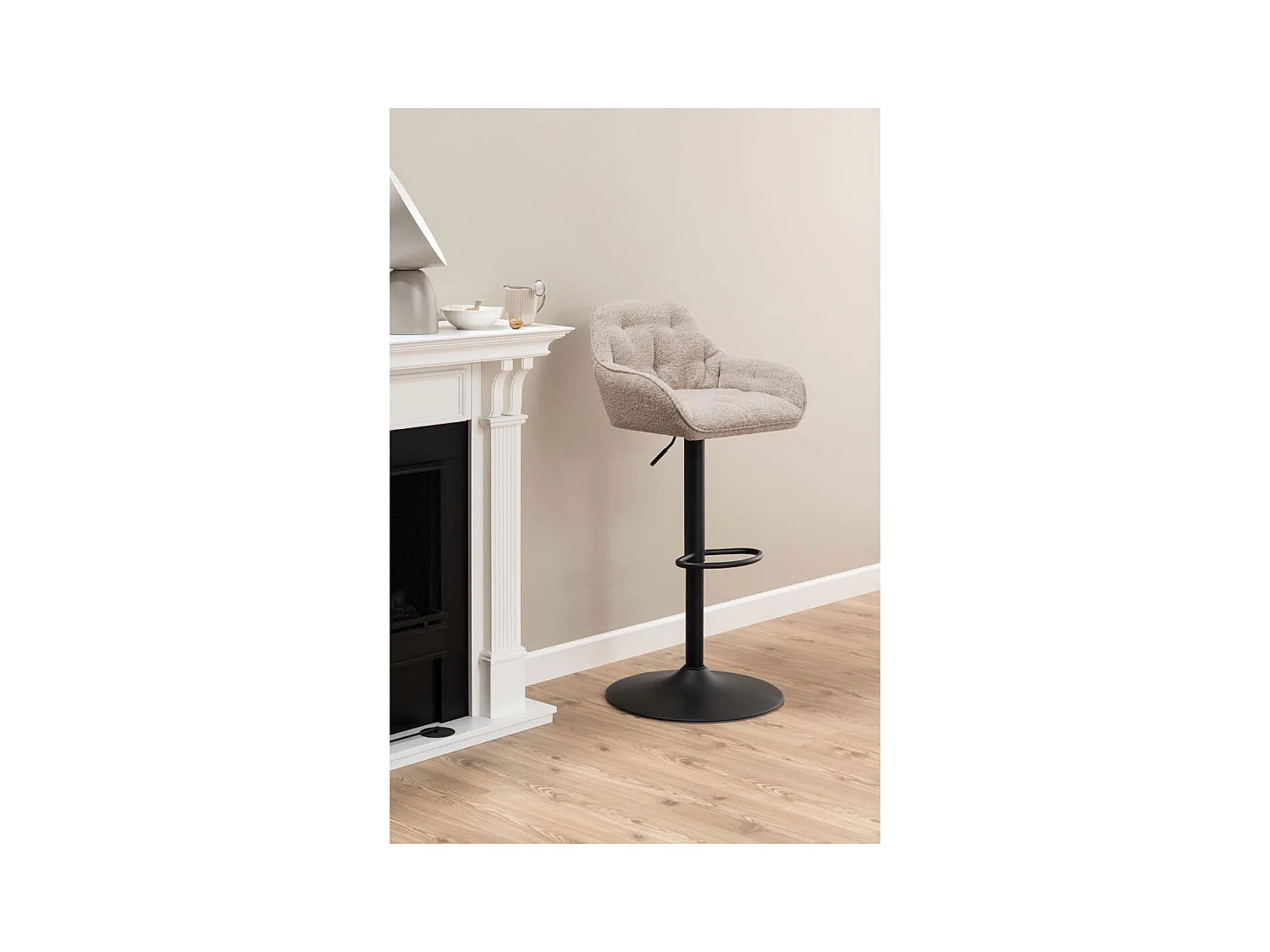 Brooke tabouret de bar fonction pivotante, cartouche de gaz,  beige.