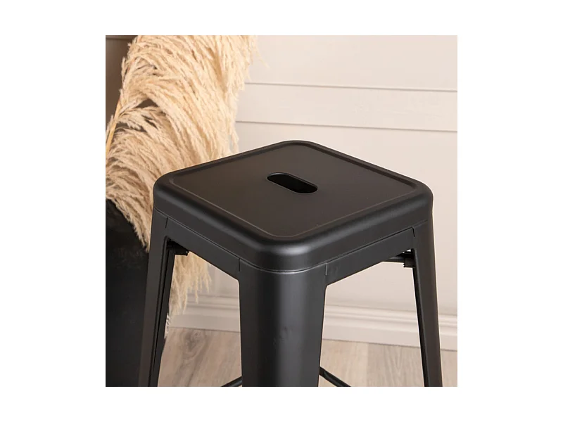 Tempe tabouret de bar sans dossier, métal noir.