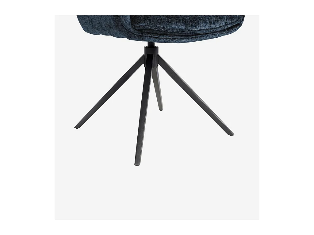 Habitat - Chaise pivotante en tissu chenille et métal noir avec accoudoirs - Bleu nuit - Mogila