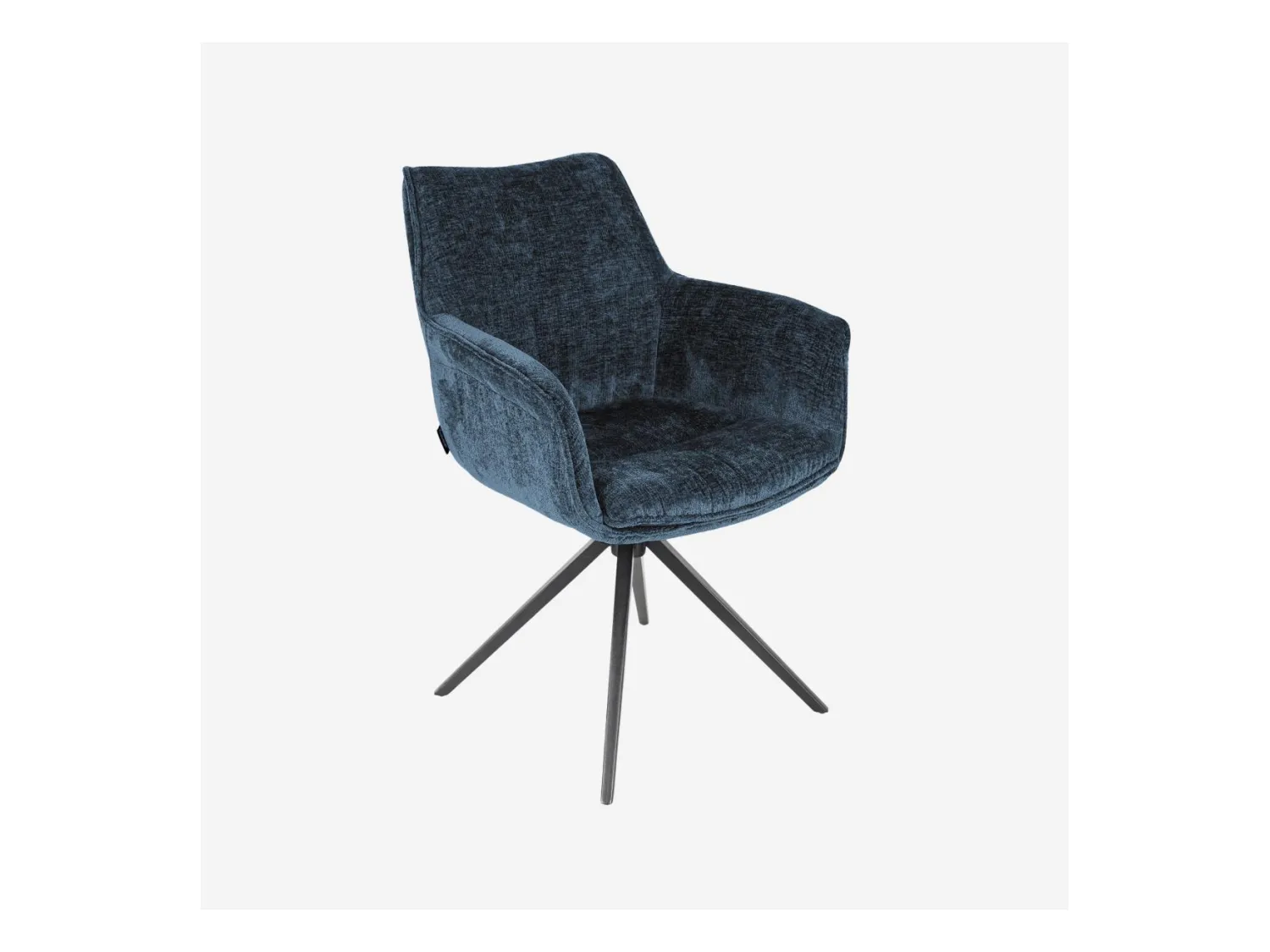Habitat - Chaise pivotante en tissu chenille et métal noir avec accoudoirs - Bleu nuit - Mogila