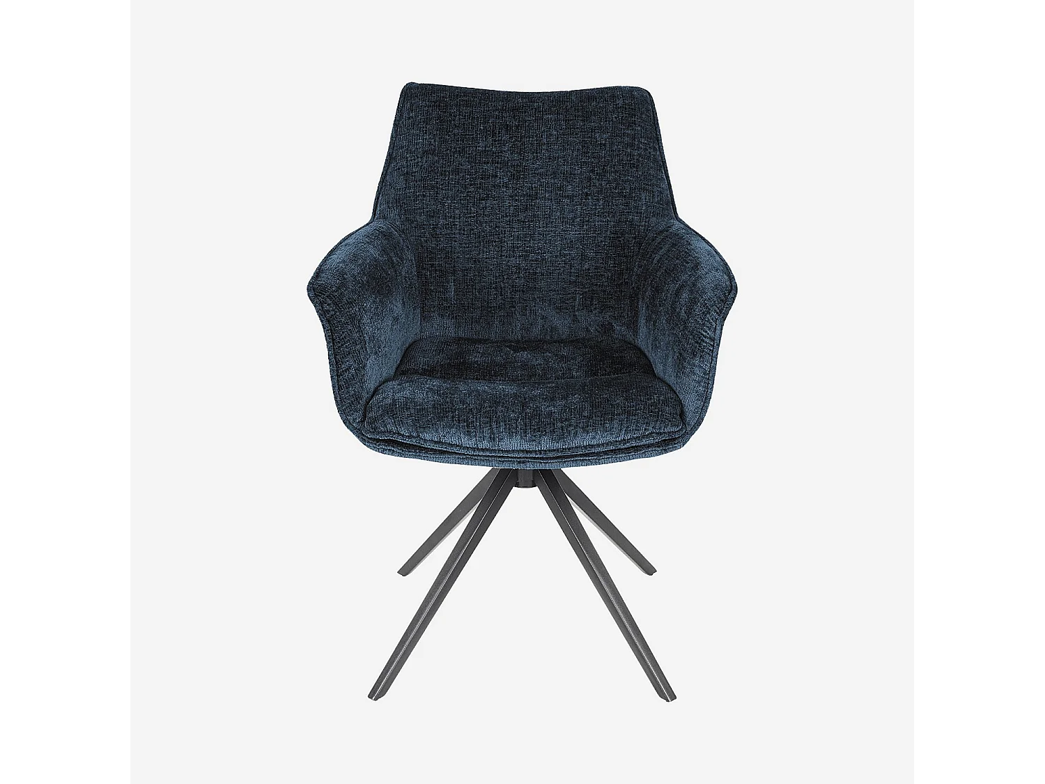 Habitat - Chaise pivotante en tissu chenille et métal noir avec accoudoirs - Bleu nuit - Mogila