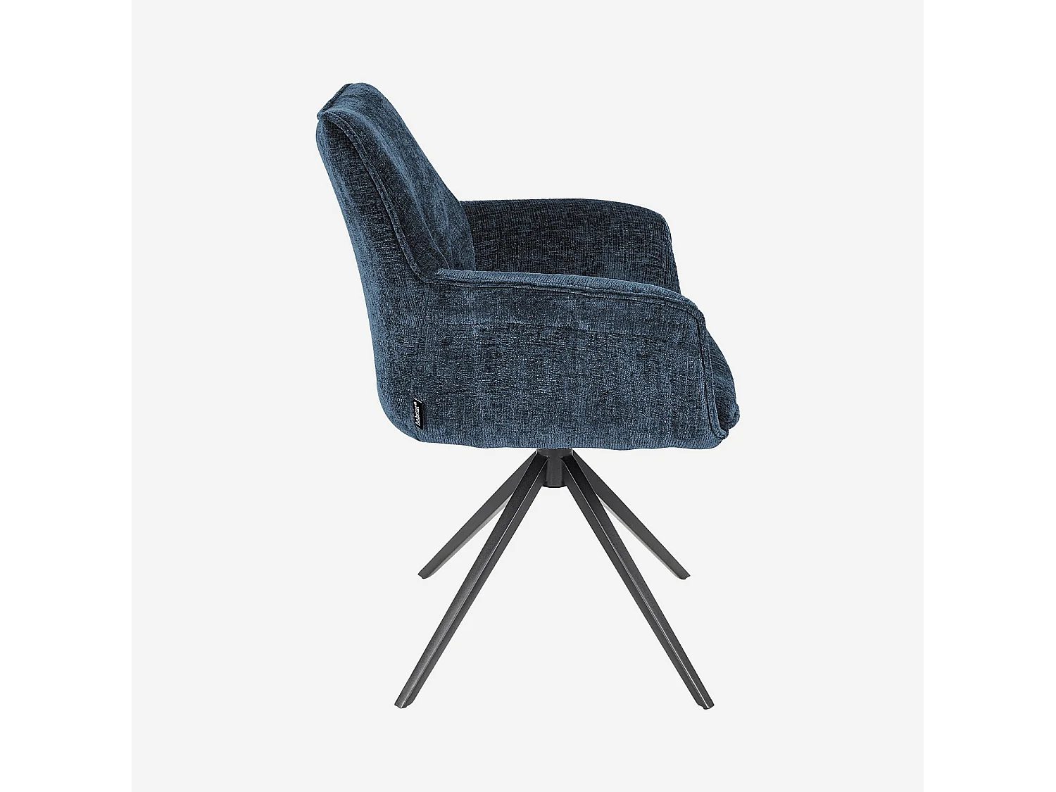 Habitat - Chaise pivotante en tissu chenille et métal noir avec accoudoirs - Bleu nuit - Mogila