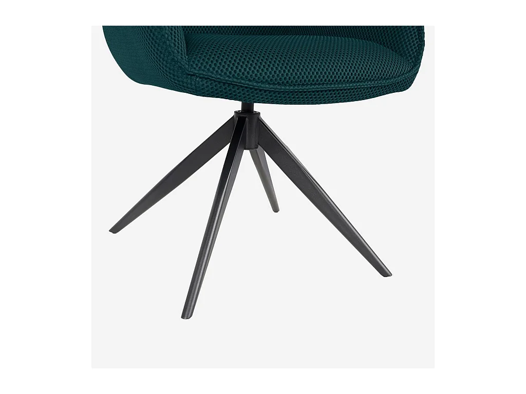 Habitat - Chaise pivotante en tissu 3D et métal noir avec accoudoirs - Bleu canard - Arzana