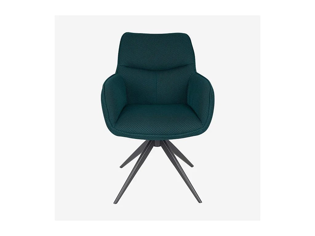 Habitat - Chaise pivotante en tissu 3D et métal noir avec accoudoirs - Bleu canard - Arzana