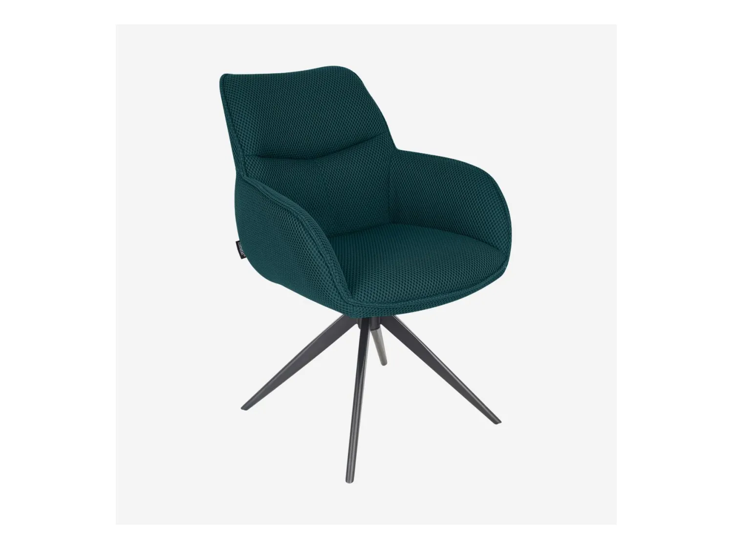Habitat - Chaise pivotante en tissu 3D et métal noir avec accoudoirs - Bleu canard - Arzana