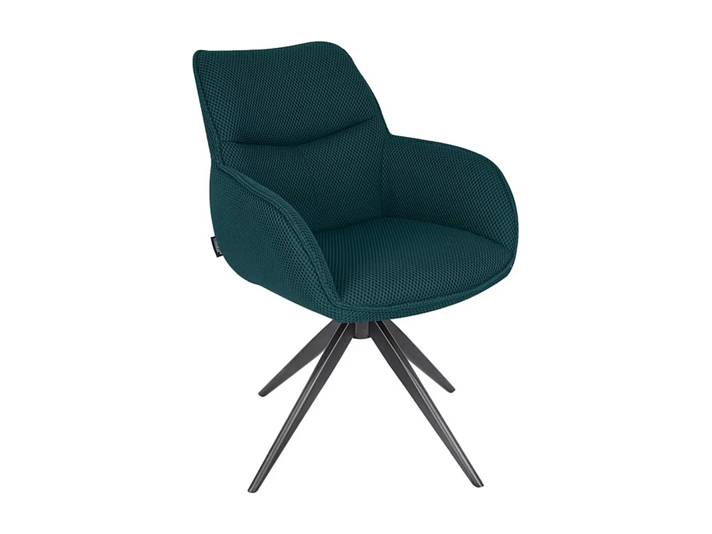 Habitat - Chaise pivotante en tissu 3D et métal noir avec accoudoirs - Bleu canard - Arzana