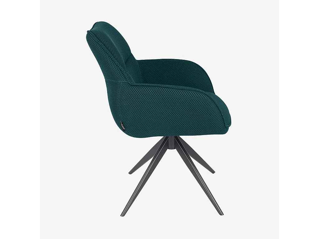 Habitat - Chaise pivotante en tissu 3D et métal noir avec accoudoirs - Bleu canard - Arzana