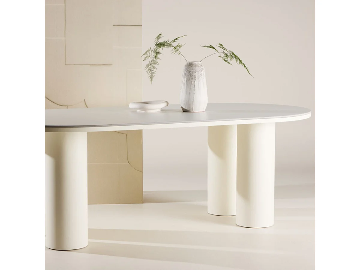 Table à Manger Design "Havstenssund" 220cm Blanc