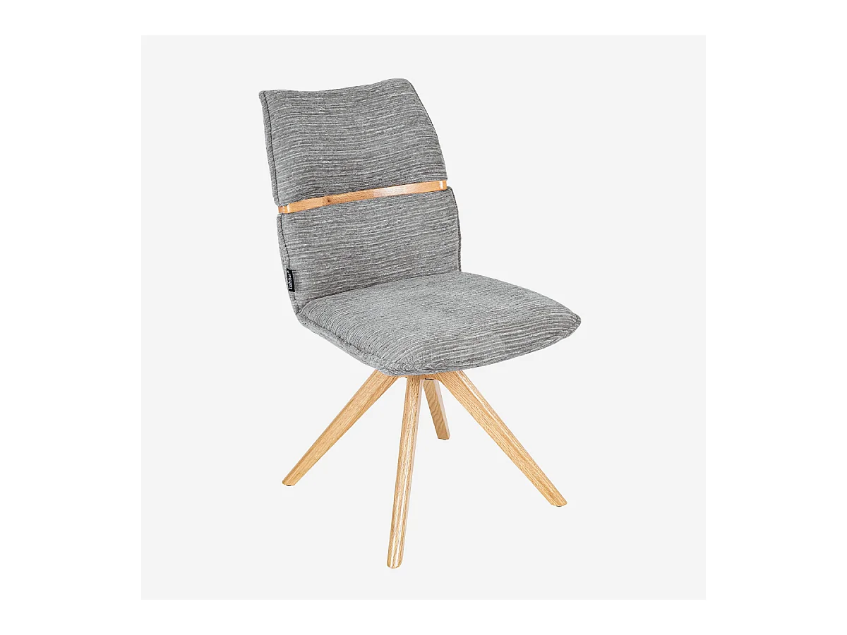 Habitat - Lot de 2 chaises pivotantes en tissu et chêne - Gris argent - Timiso