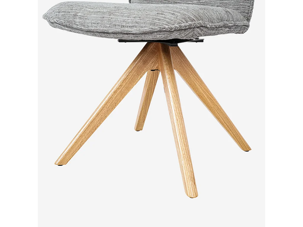 Habitat - Lot de 2 chaises pivotantes en tissu et chêne - Gris argent - Timiso