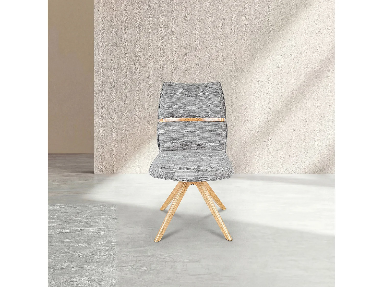 Lot de 2 chaises pivotantes en tissu et chêne massif - Gris argent