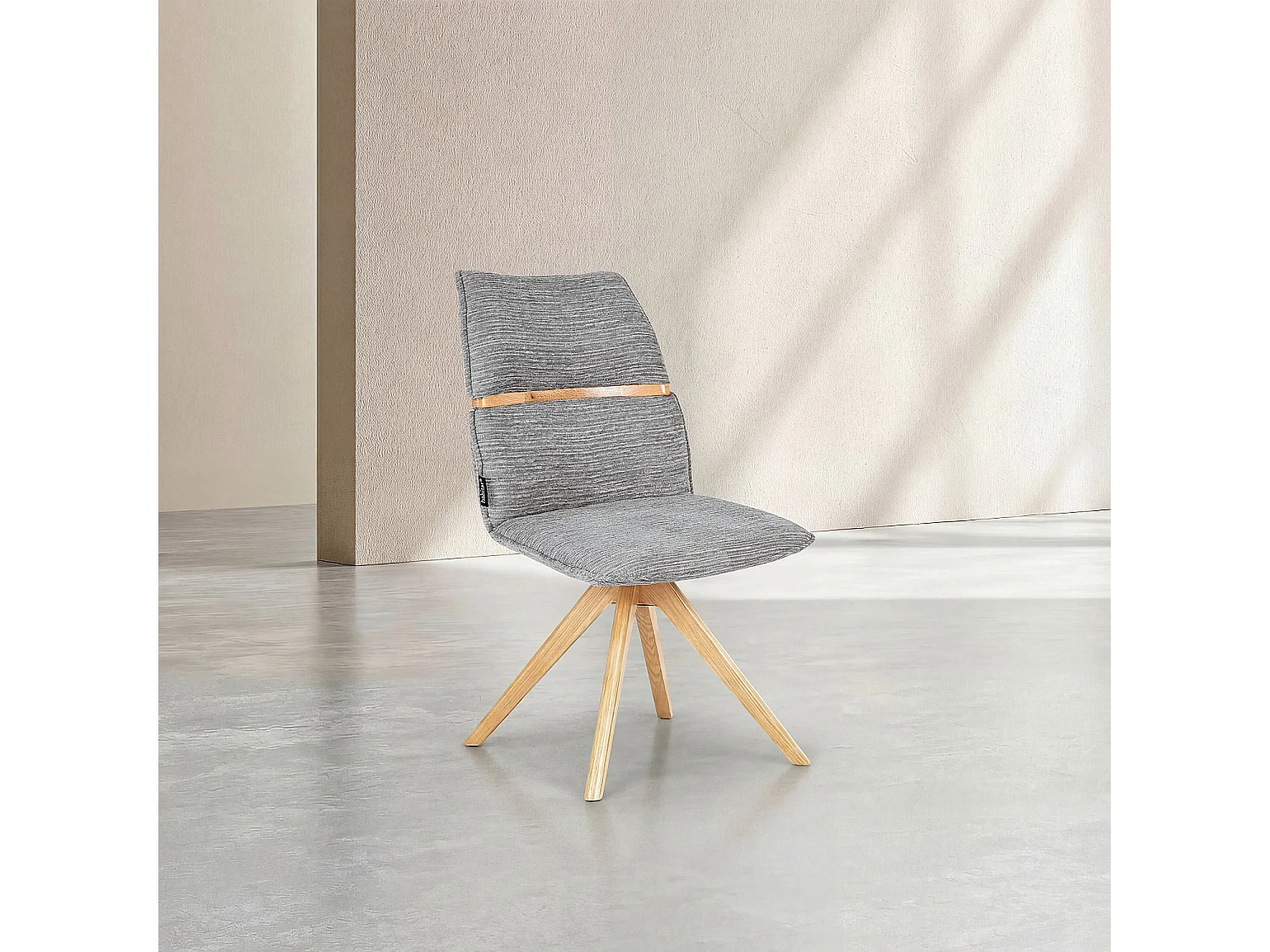 Lot de 2 chaises pivotantes en tissu et chêne massif - Gris argent