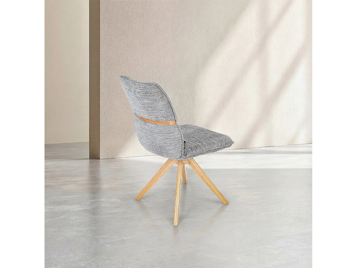Lot de 2 chaises pivotantes en tissu et chêne massif - Gris argent
