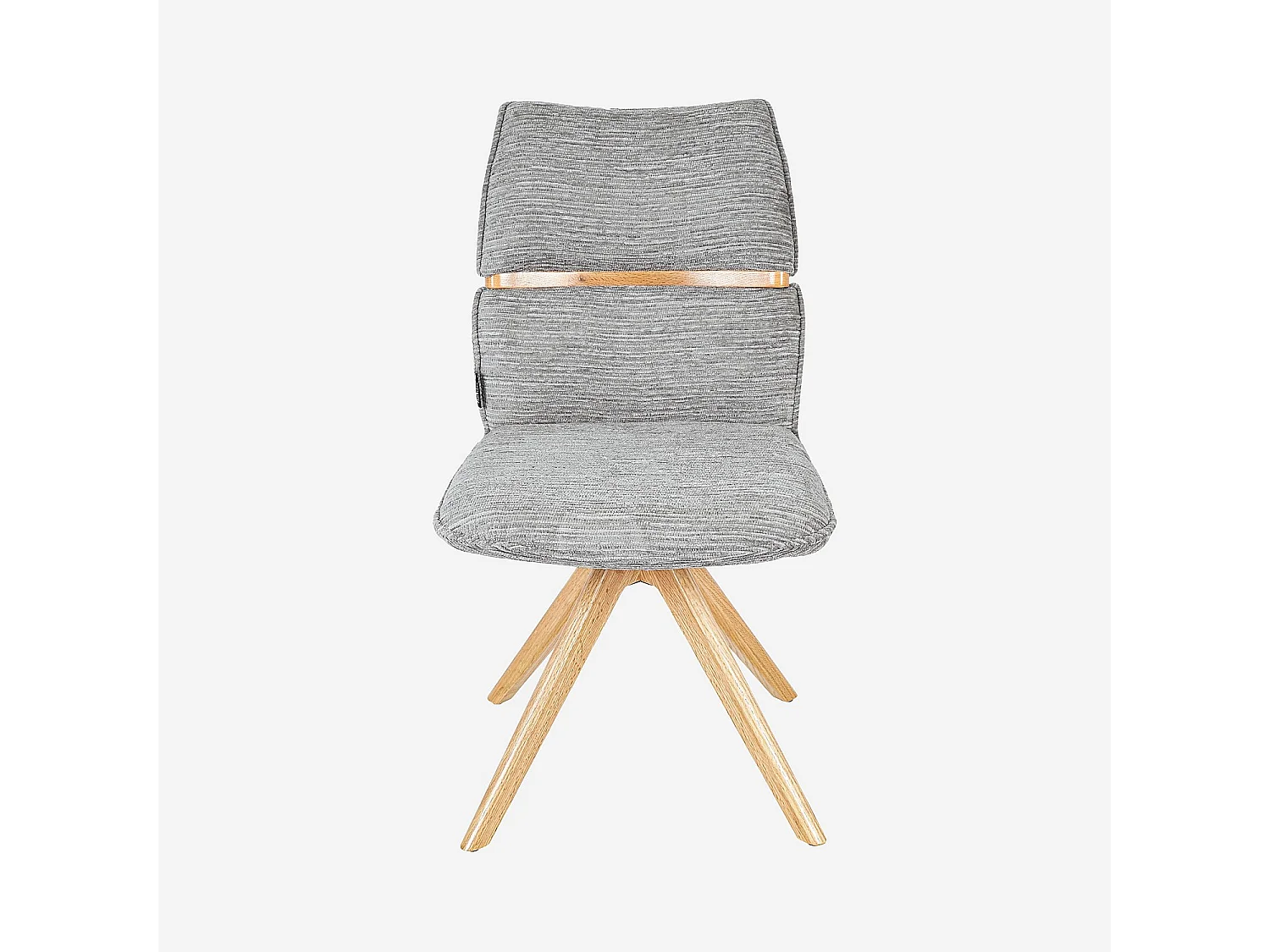 Lot de 2 chaises pivotantes en tissu et chêne massif - Gris argent