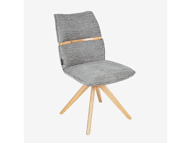Habitat - Lot de 2 chaises pivotantes en tissu et chêne - Gris argent - Timiso