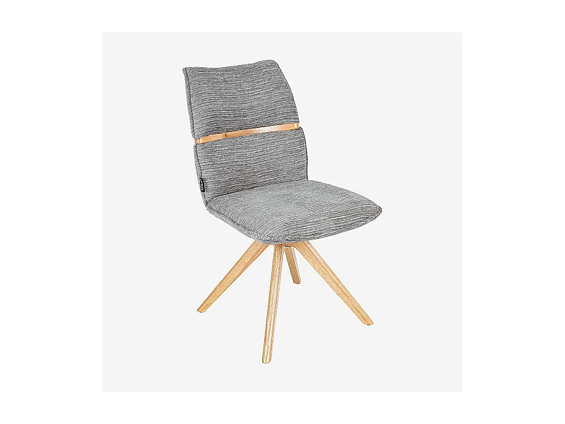 Habitat - Lot de 2 chaises pivotantes en tissu et chêne - Gris argent - Timiso