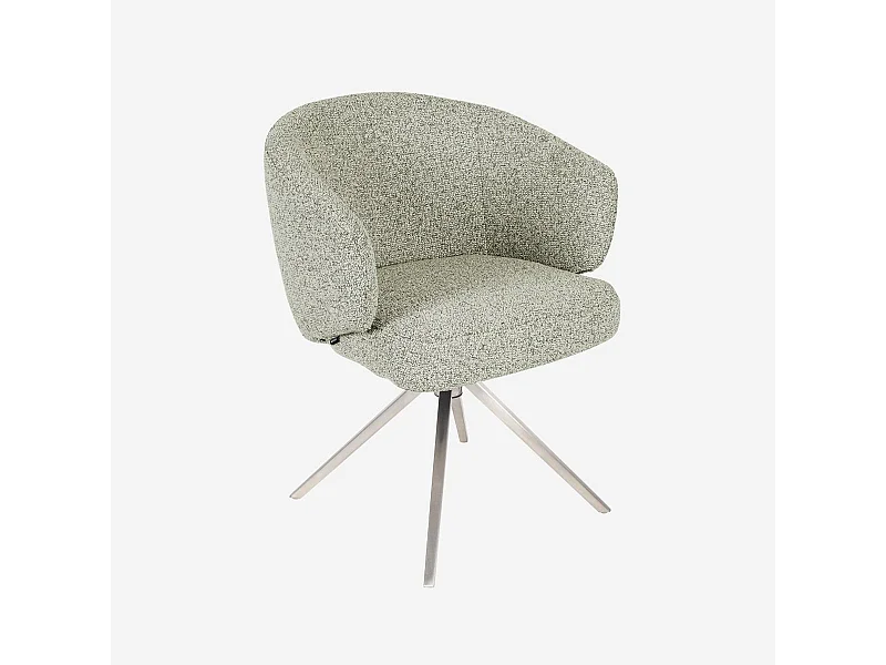 Habitat - Chaise pivotante en tissu texturé et métal chromé avec accoudoirs - Gris chiné - Galati