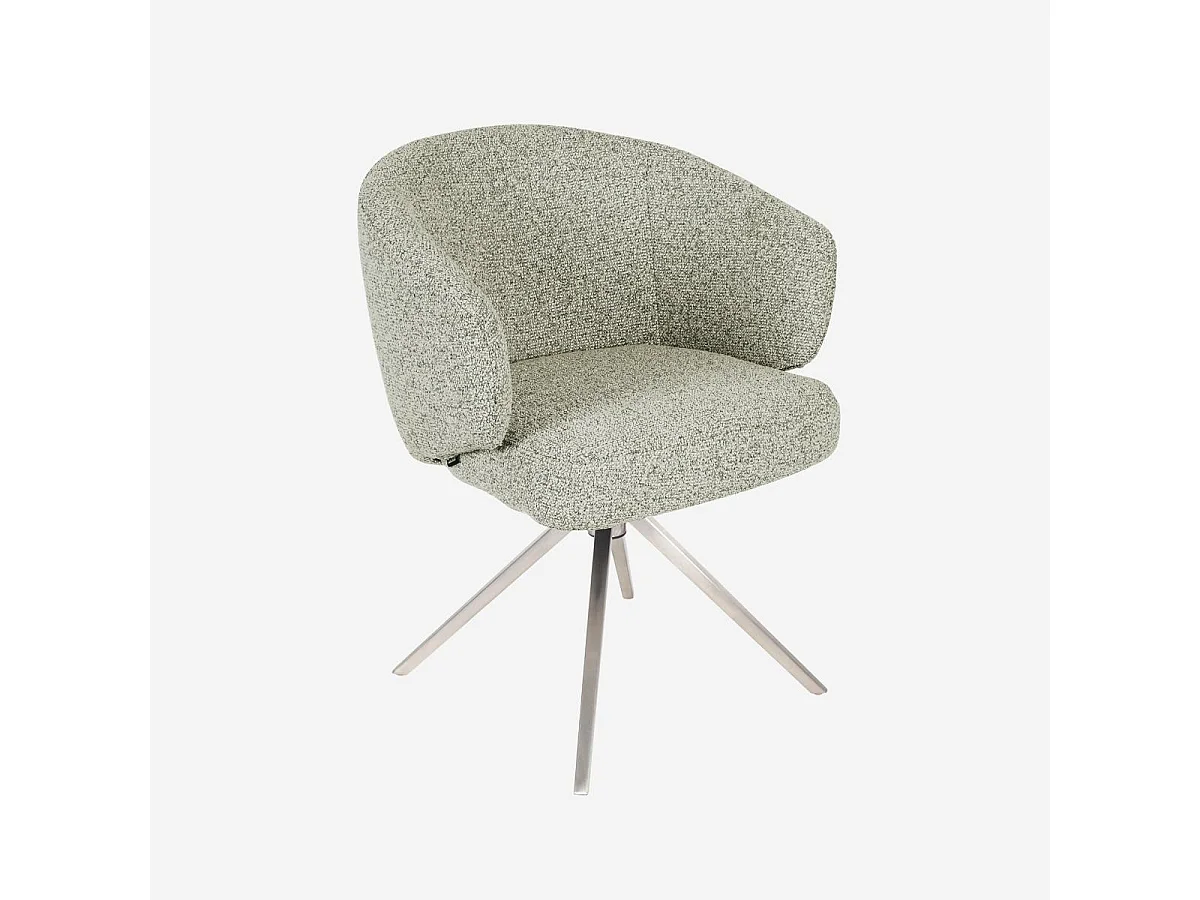 Habitat - Chaise pivotante en tissu texturé et métal chromé avec accoudoirs - Gris chiné - Galati