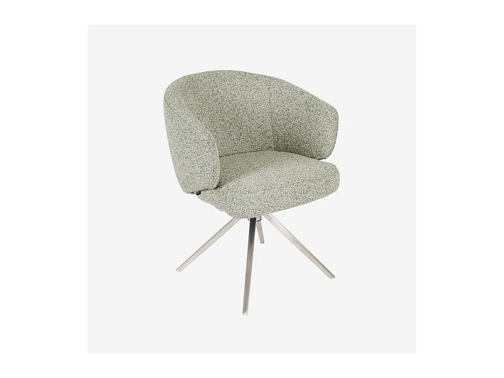 Habitat - Chaise pivotante en tissu texturé et métal chromé avec accoudoirs - Gris chiné - Galati