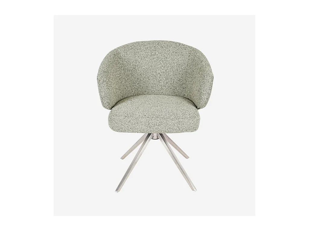 Habitat - Chaise pivotante en tissu texturé et métal chromé avec accoudoirs - Gris chiné - Galati