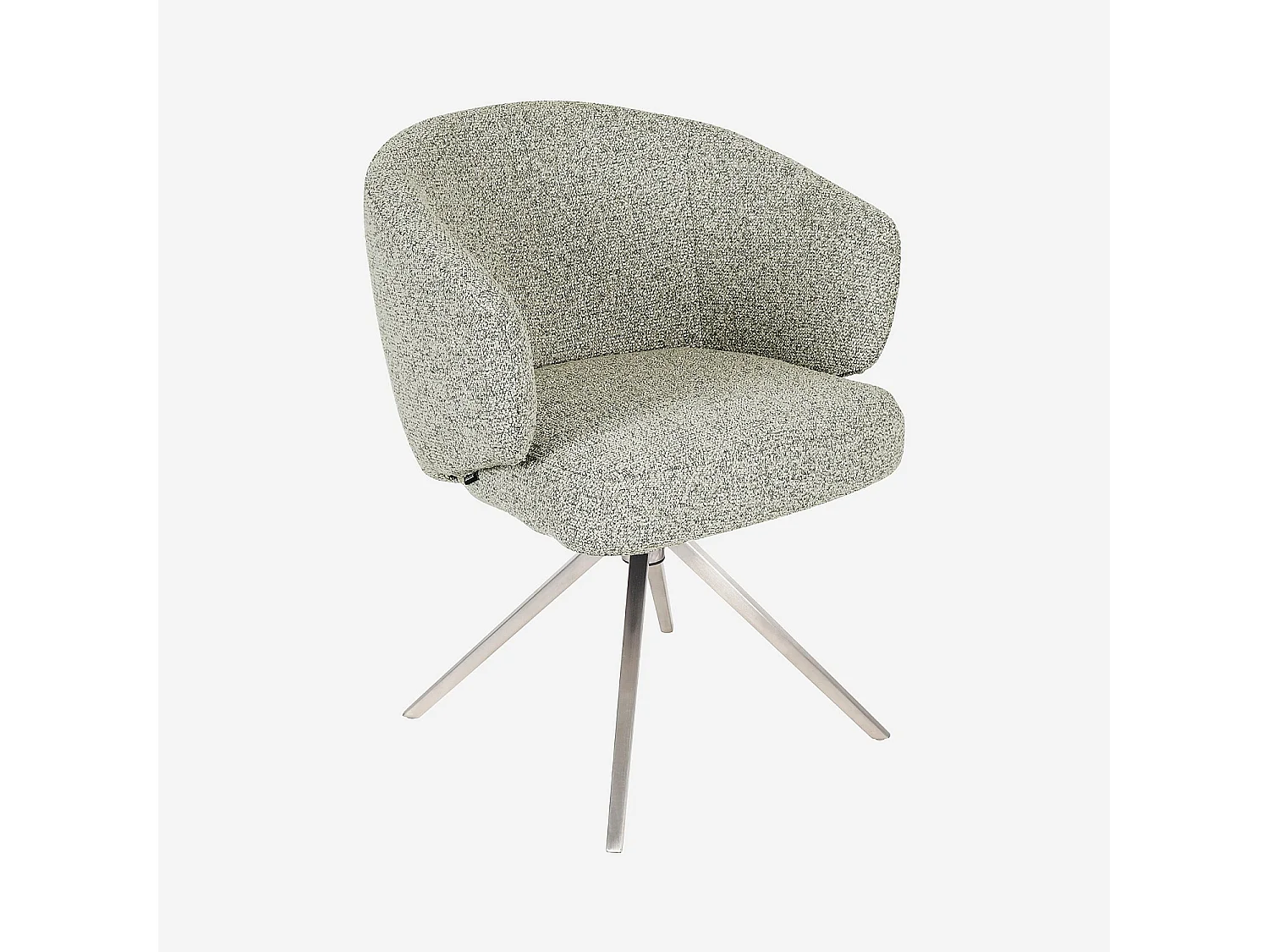 Habitat - Chaise pivotante en tissu texturé et métal chromé avec accoudoirs - Gris chiné - Galati