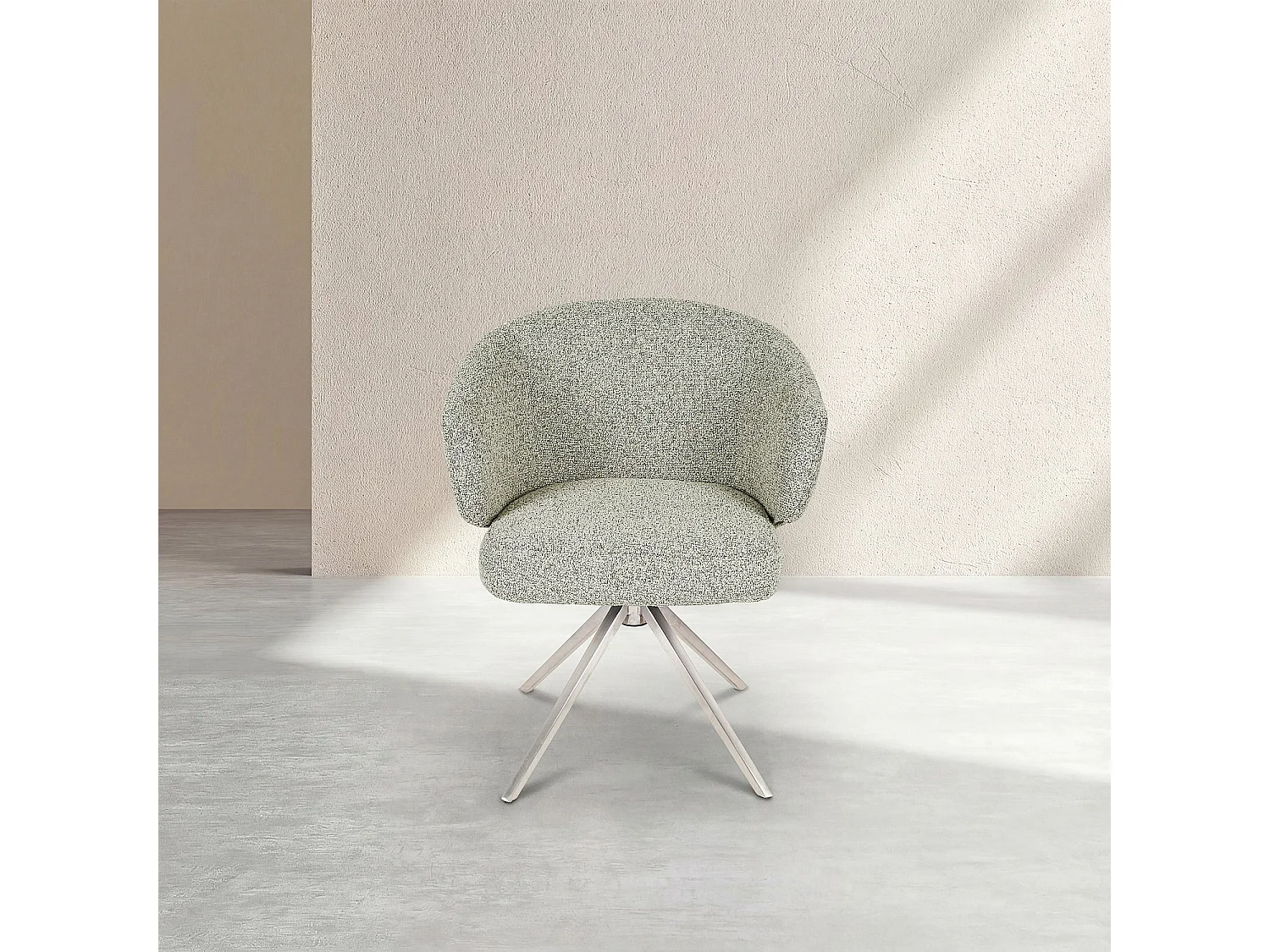 Habitat - Chaise pivotante en tissu texturé et métal chromé avec accoudoirs - Gris chiné - Galati
