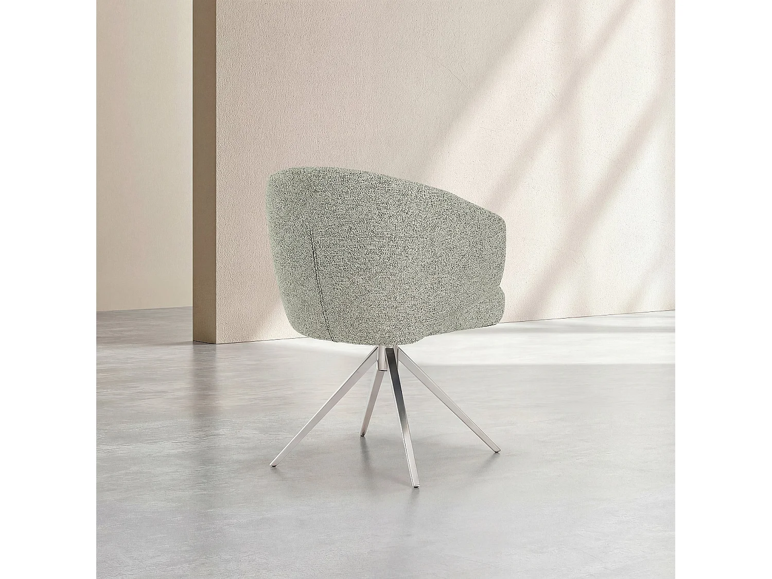 Chaise pivotante en tissu texturé et métal chromé avec accoudoirs - Gris chiné