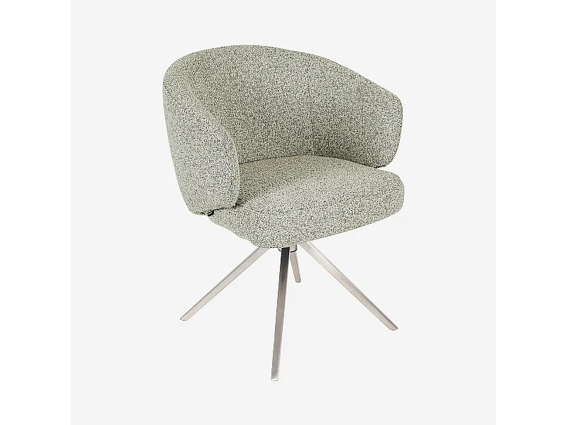 Habitat - Chaise pivotante en tissu texturé et métal chromé avec accoudoirs - Gris chiné - Galati