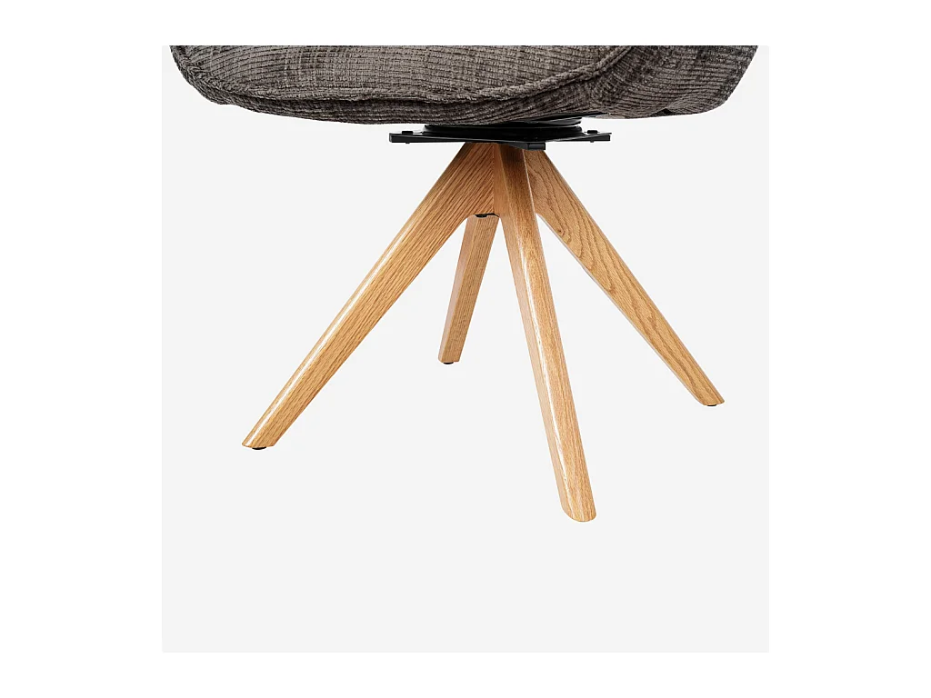 Habitat - Chaise pivotante en tissu chenille et chêne avec accoudoirs - Taupe - Arzana