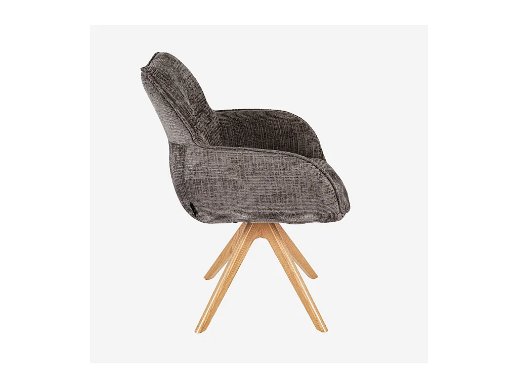 Habitat - Chaise pivotante en tissu chenille et chêne avec accoudoirs - Taupe - Arzana