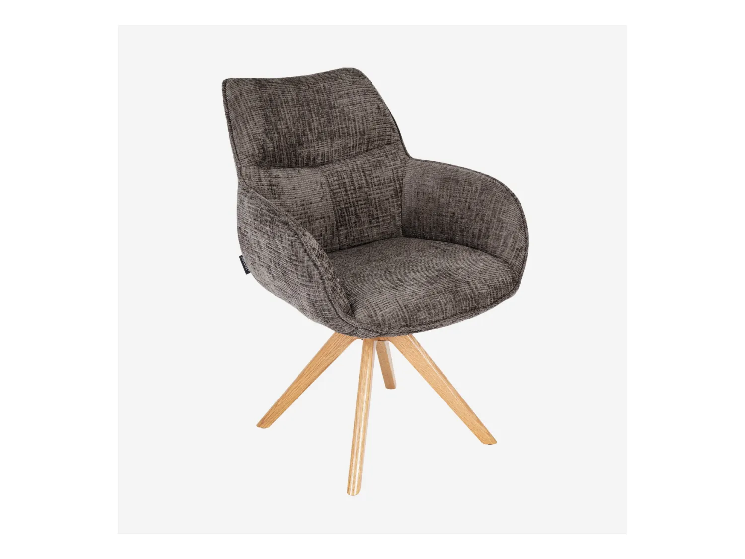 Habitat - Chaise pivotante en tissu chenille et chêne avec accoudoirs - Taupe - Arzana